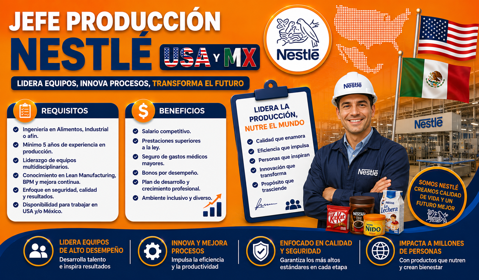 Vacante Jefe de Producción Nestlé USA y MX