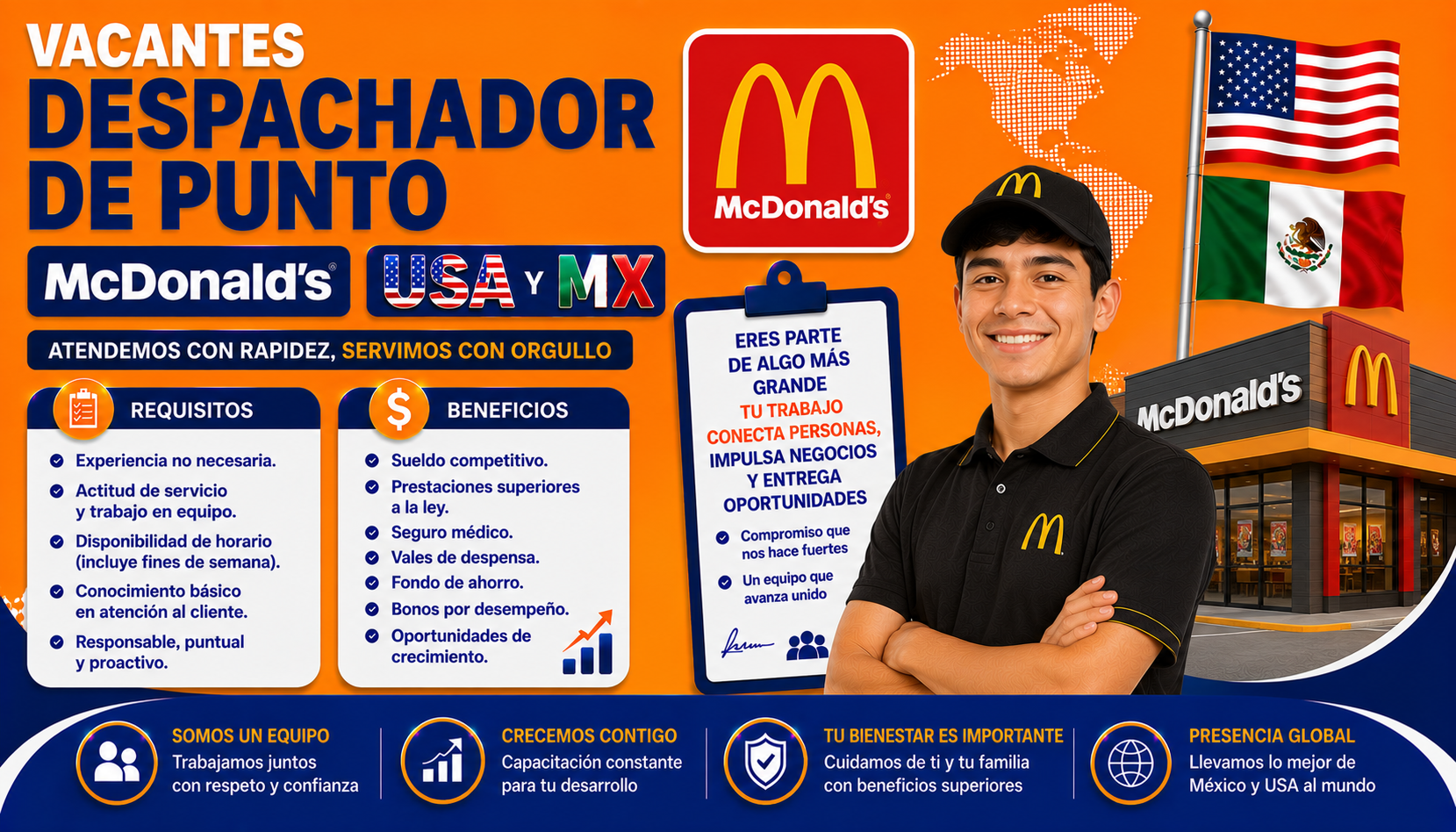 Vacante Despachador de Punto McDonald's USA y MX